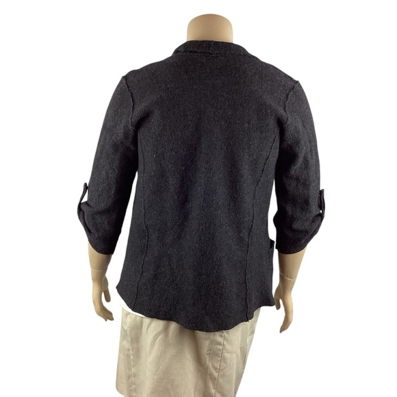Eileen Fisher Felted Merino Wool Open Jacket Dark Gray L - Picture 5 of 7